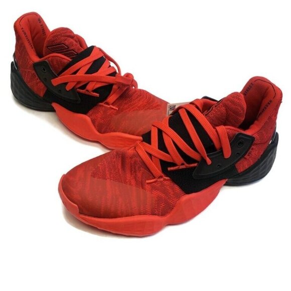 Adidas Mens Size 7 Harden Vol. 4 Basketball Shoes EF0999 Black Power Red - Picture 4 of 8